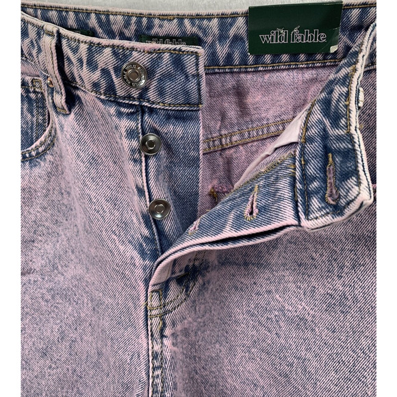 WILD FABLE Women's Pink Distressed High Rise Cut-Off Bermuda Jean Shorts Sz 4 - Picture 6 of 8